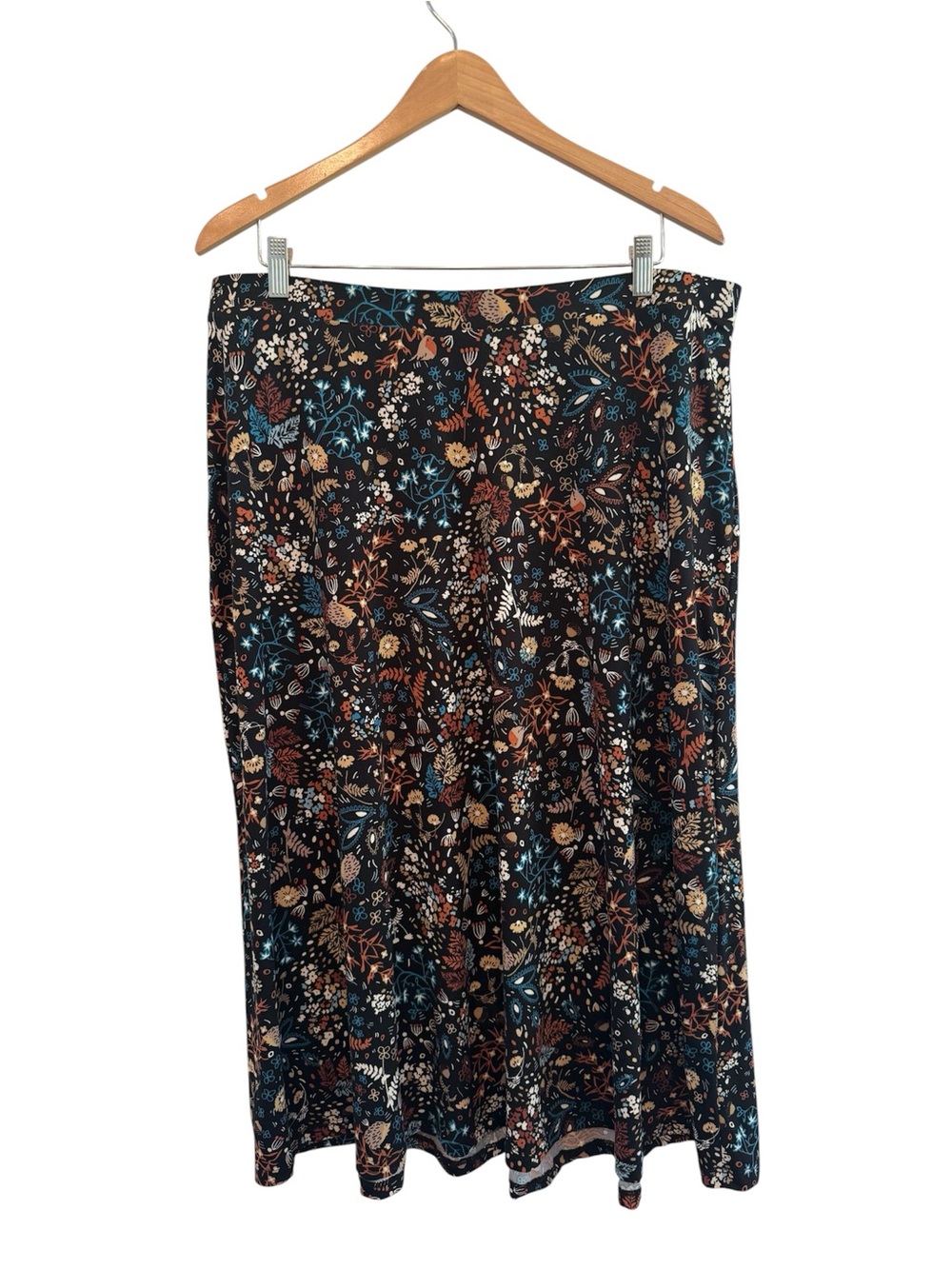 CJ Banks Floral Forest Print Midi Skirt Goblincore Fairy Grunge Earthy Boho 1X